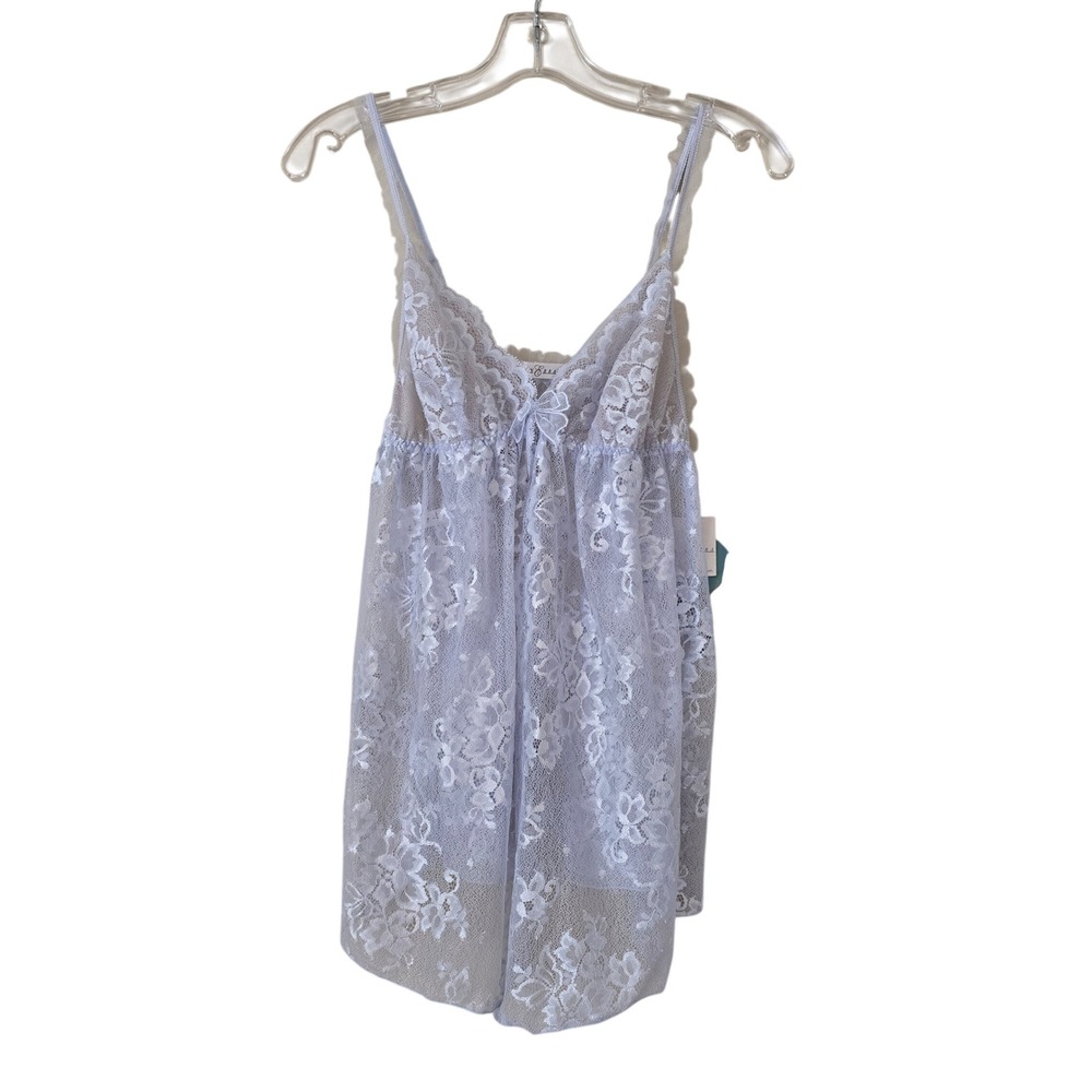 Ann Bra Light Blue Floral Lace Babydoll Chemise Lingerie NWT Size Large